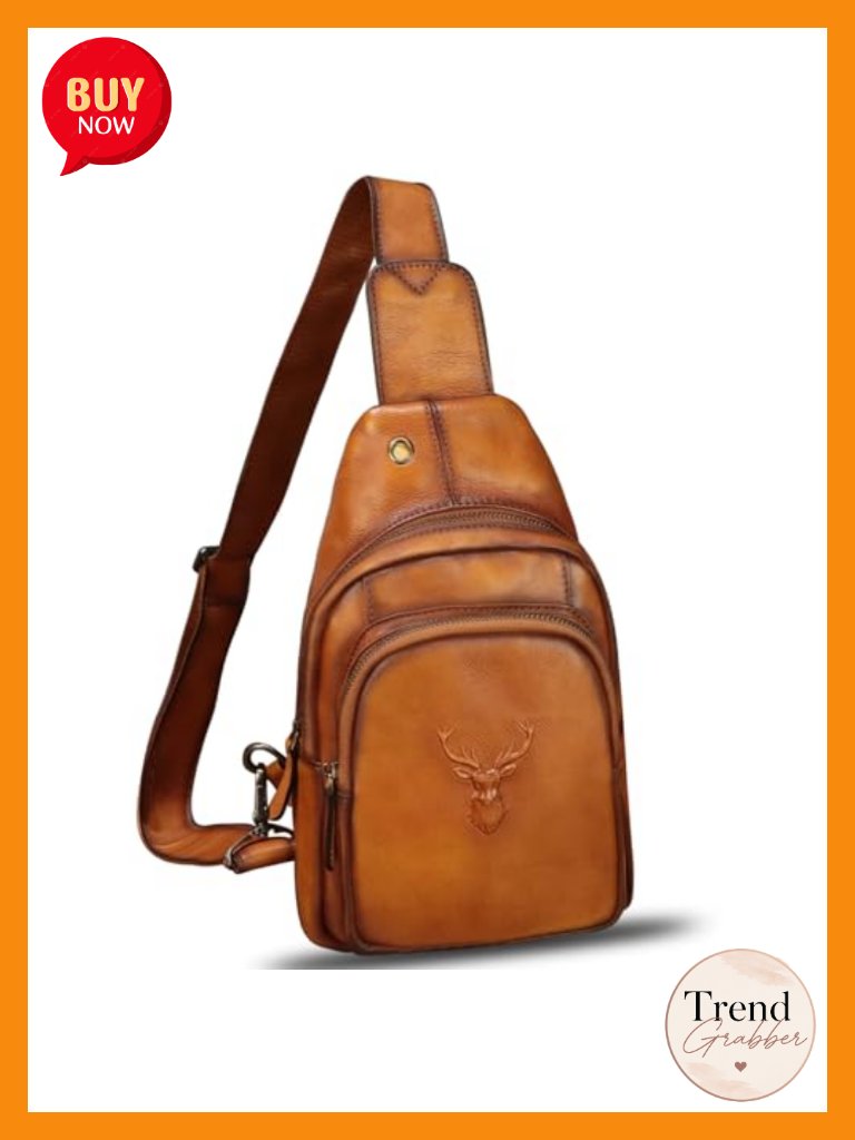 Genuine Leather Vintage Sling Backpack Chest Over Shoulder Crossbody Bag